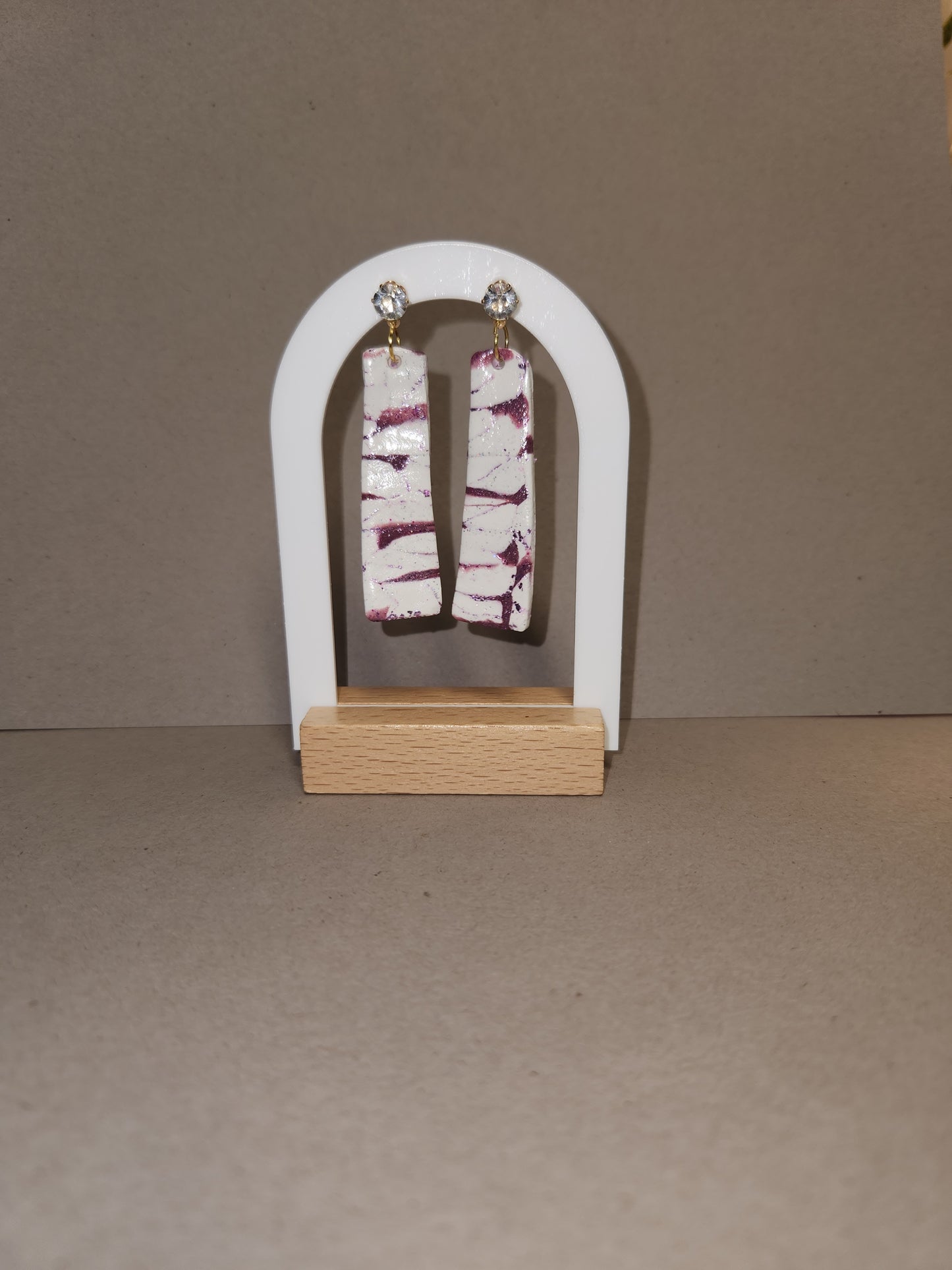 White & Purple Marble Clay Earrings