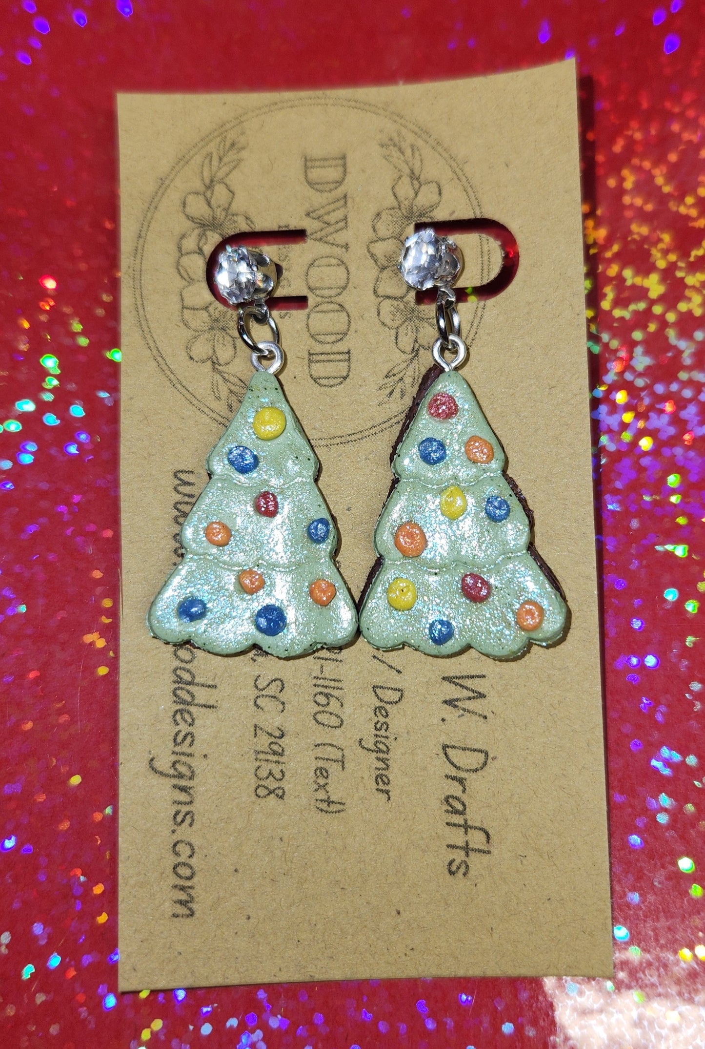 Cosmic Brownie Christmas Tree Little Debbie Cakes Clay Earrings