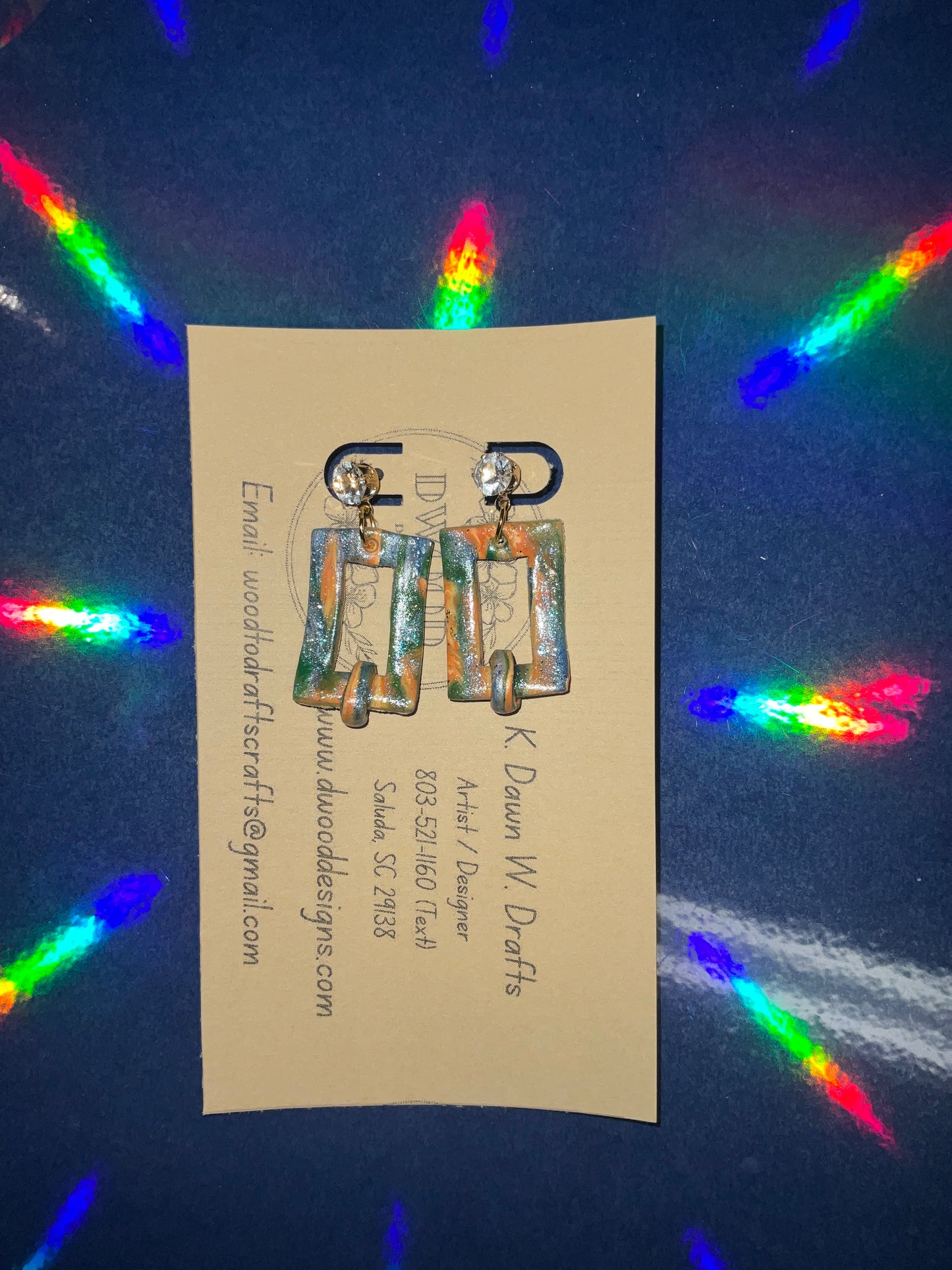 Rectangle Earthly Tone Clay Earrings