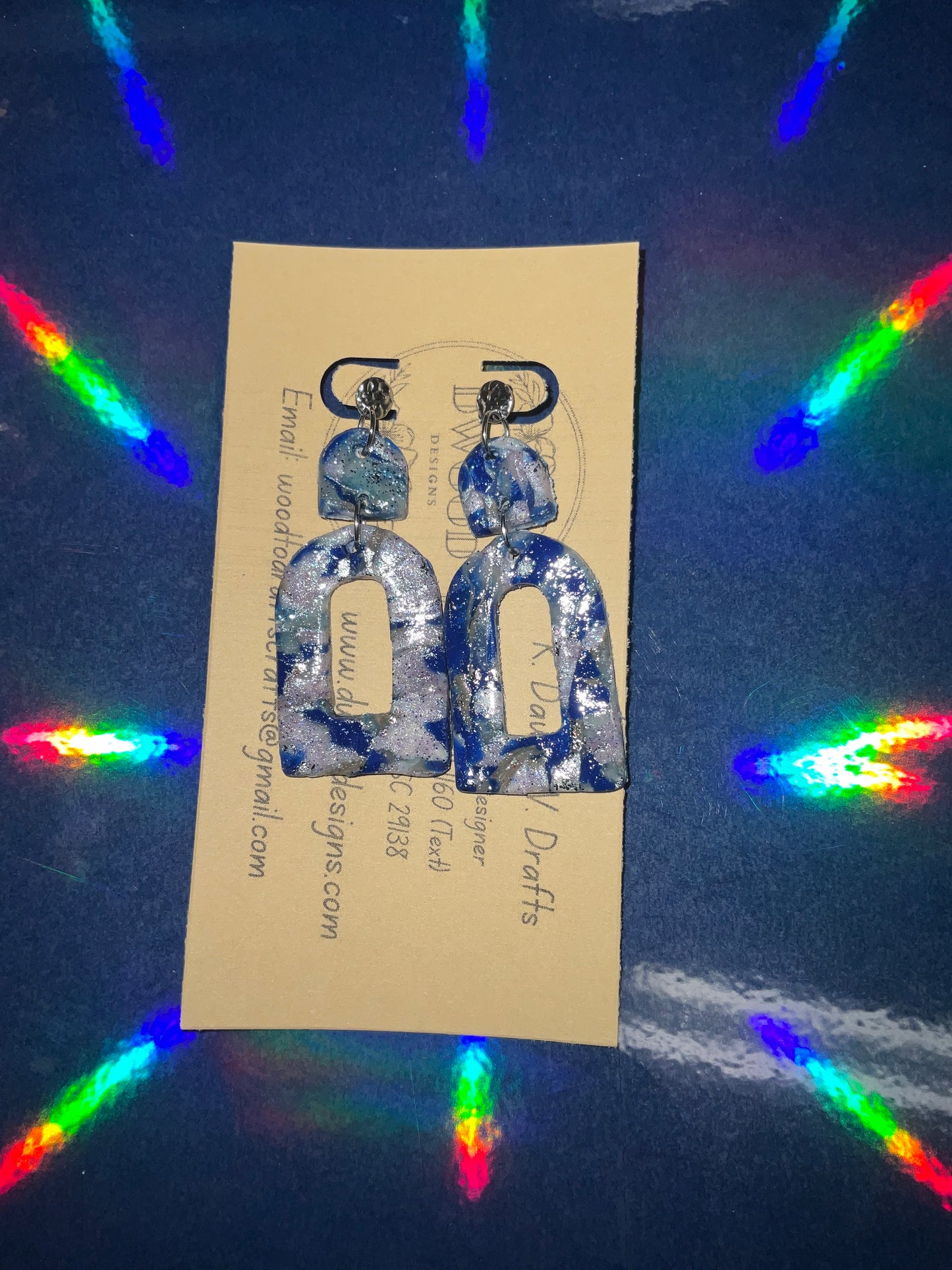 Blue Marble Arch Geometric Clay Earrings