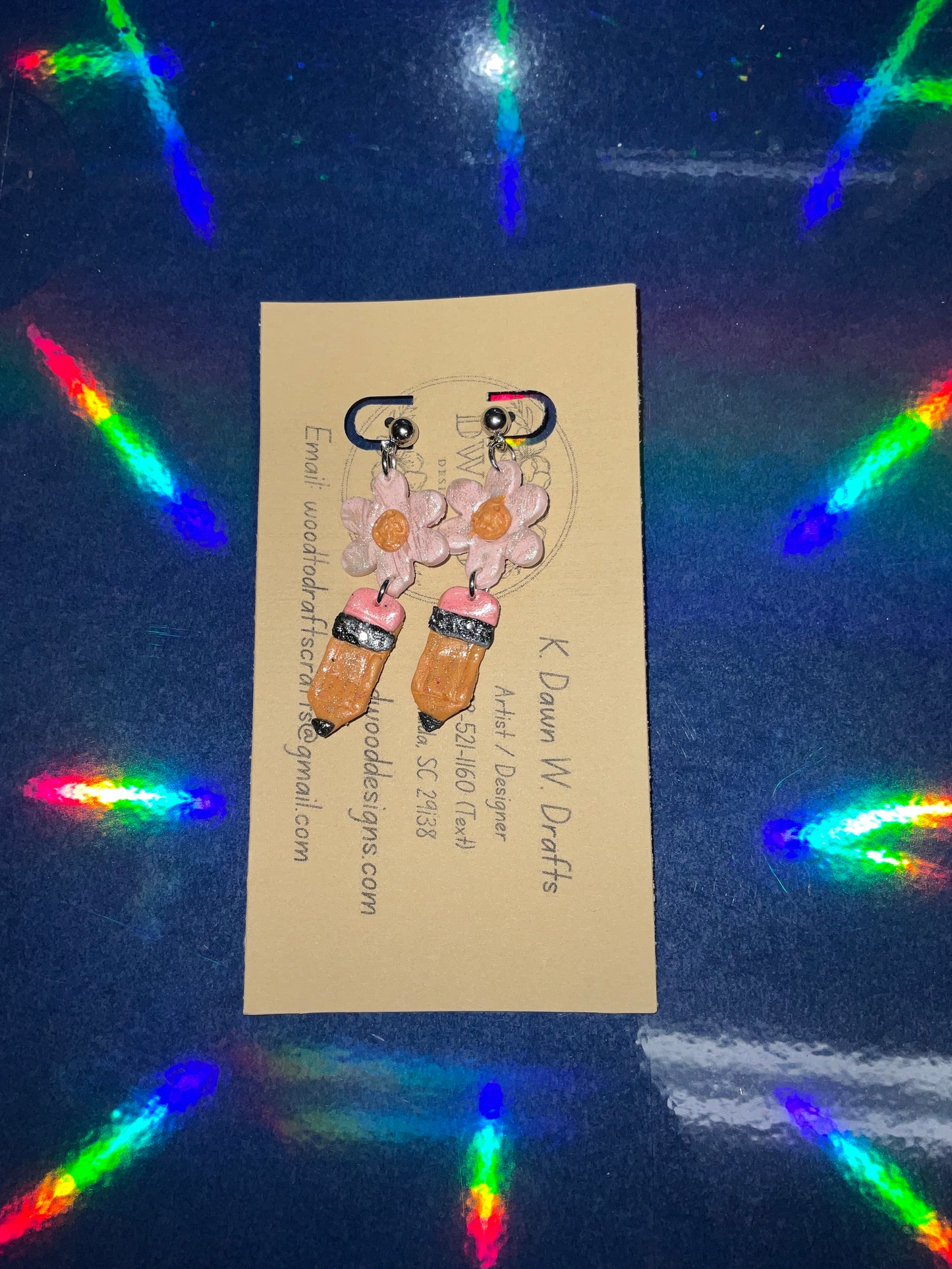 Flower Pencil Clay Earrings