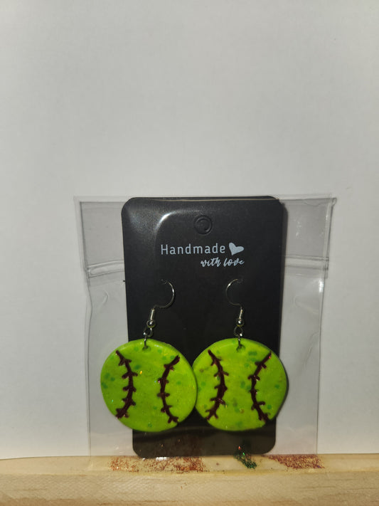 Softball Clay Earrings