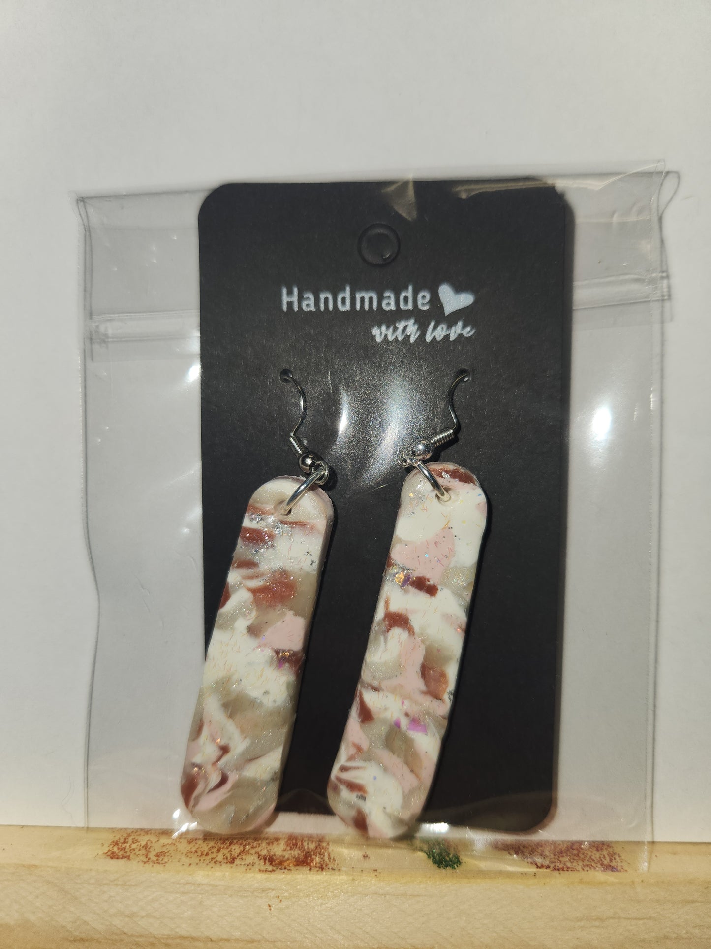 Clam Swirl Long Dangle Clay Earrings