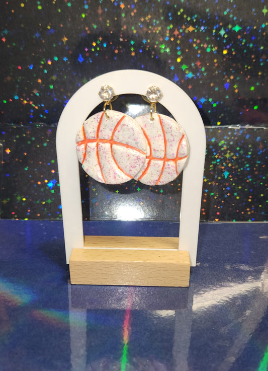 Basketball “Diamond” Stud Clay Earrings