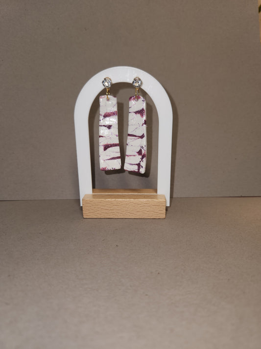 White & Purple Marble Clay Earrings