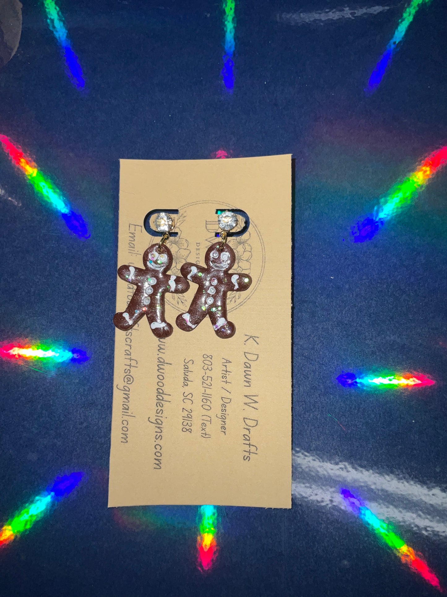 Brown Ginger Bread Man Clay Earrings