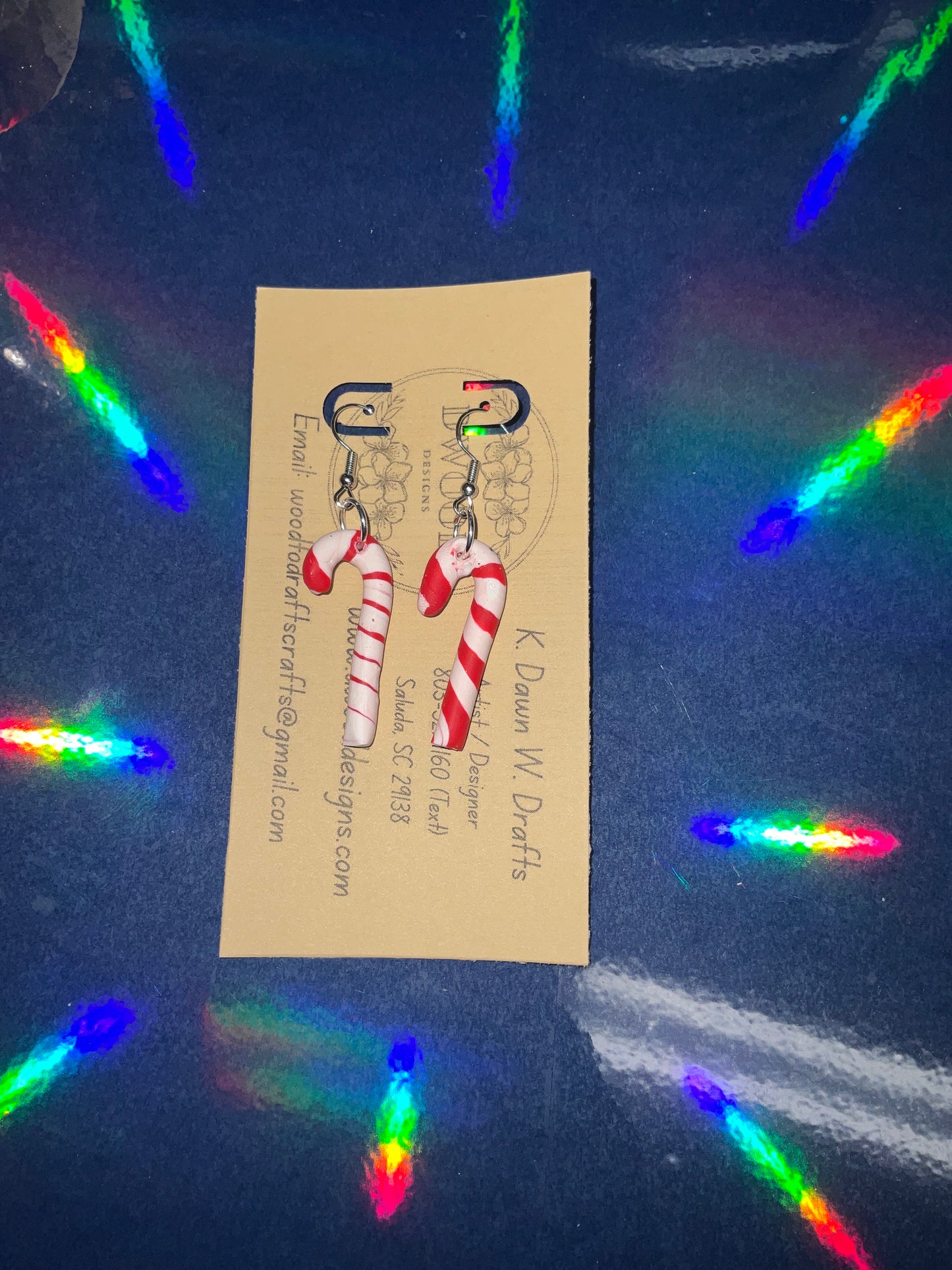 Twisted Candy Cane Clay Earrings