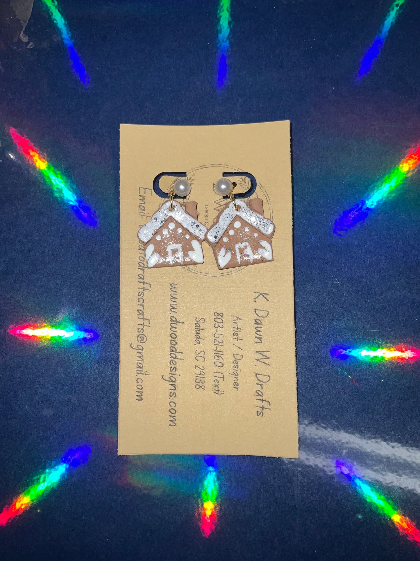 Ginger Bread House Clay Earrings