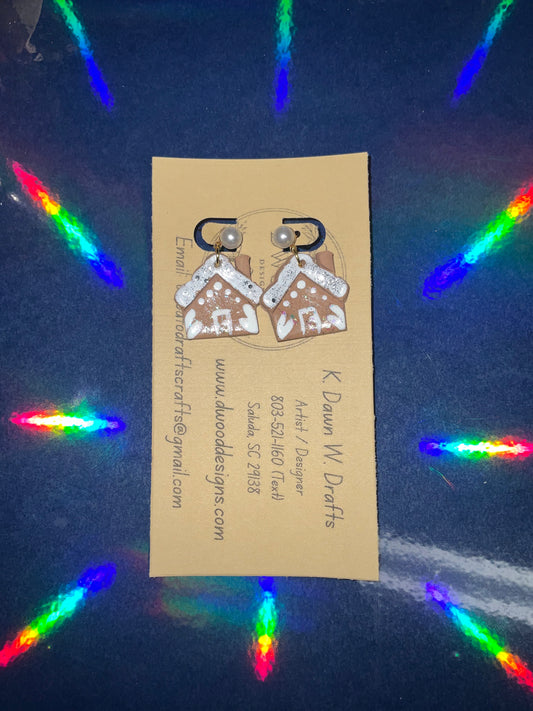 Ginger Bread House Clay Earrings