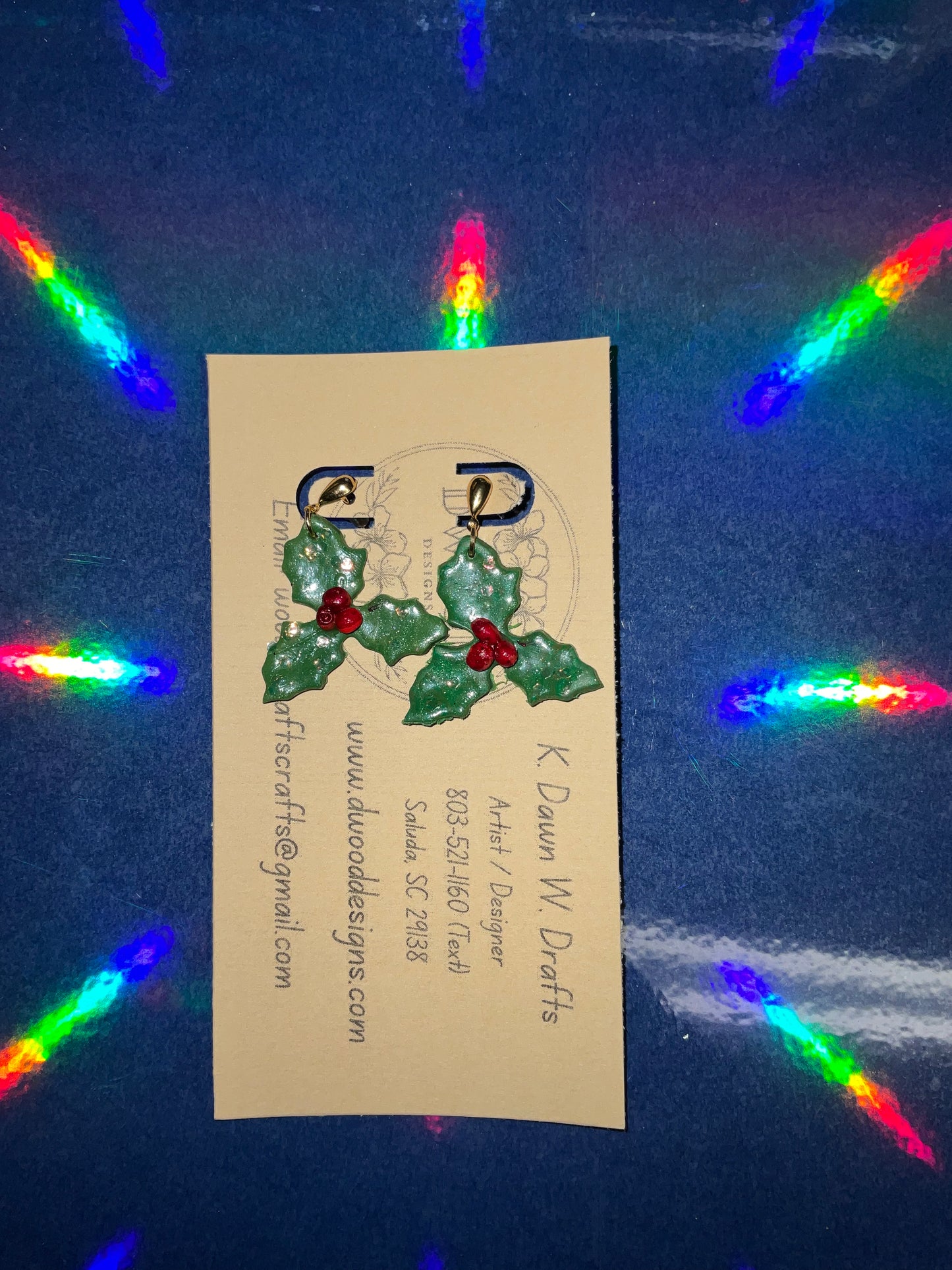 Holly Leaf Clay Earrings