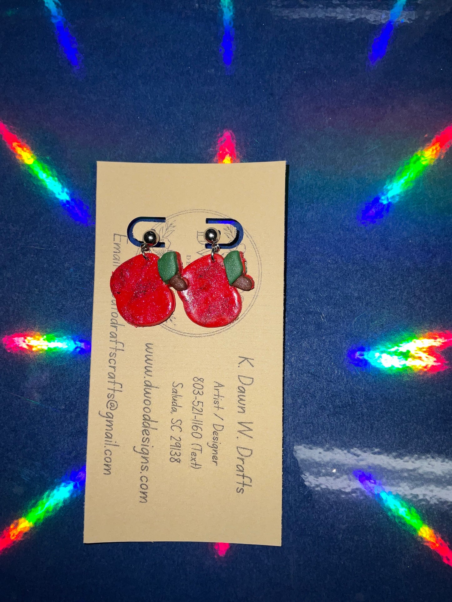 Little Red Apple Clay Earrings